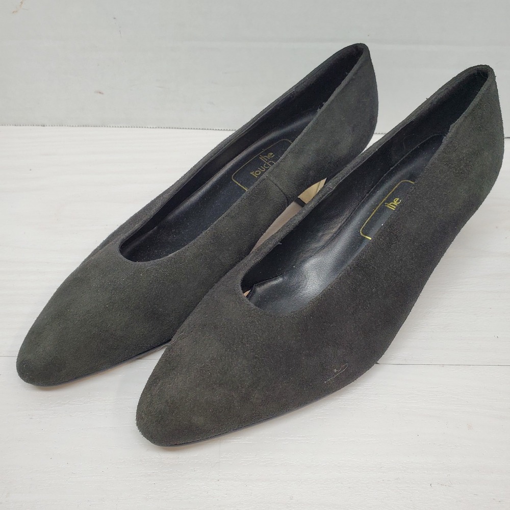 The Touch Of NINA Black Suede Leather Classic Evening Dress Heel Pump Size 6 M